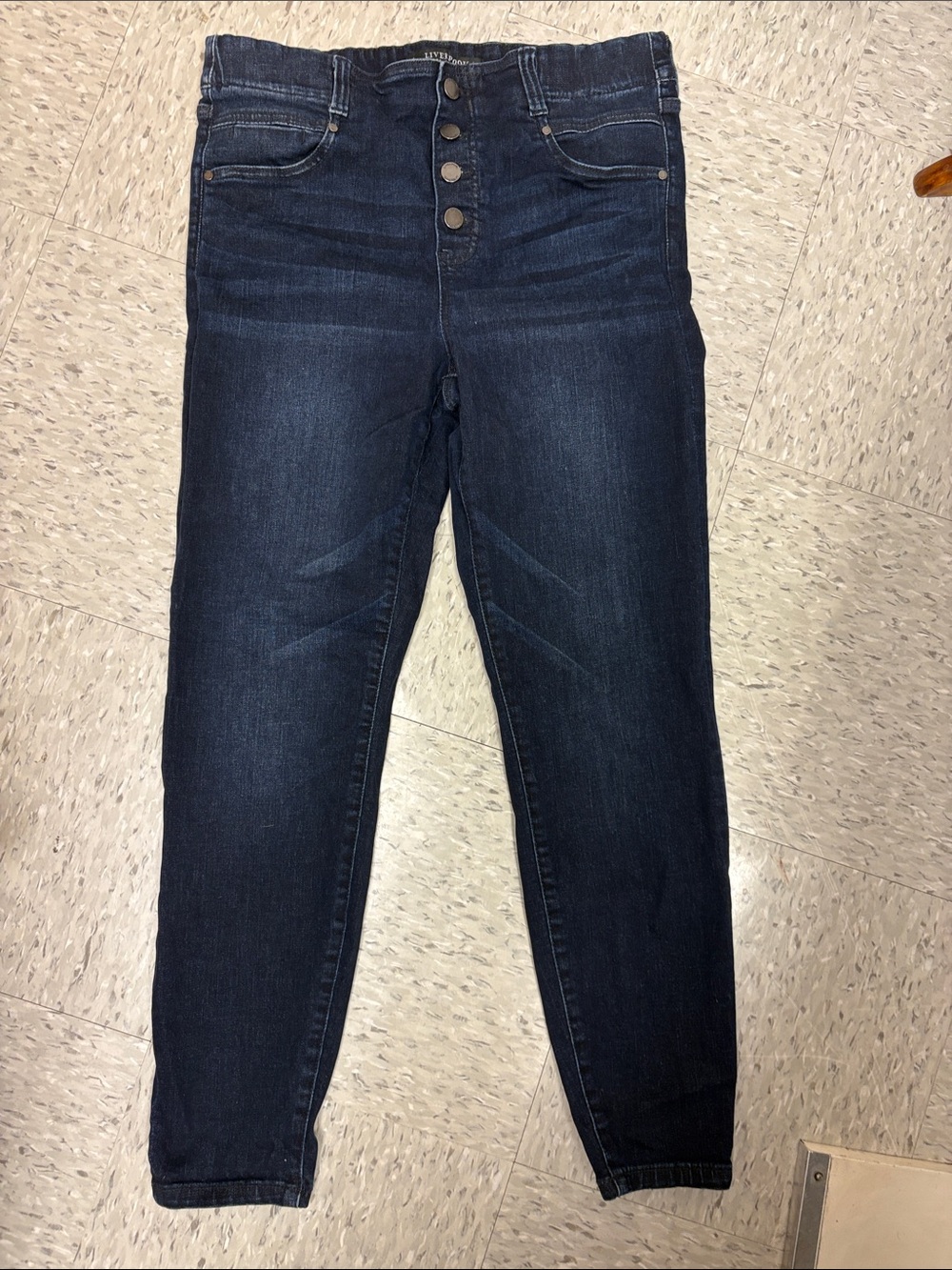 Liverpool Dark Blue Skinny High-Rise Jeans with Button-Fly
